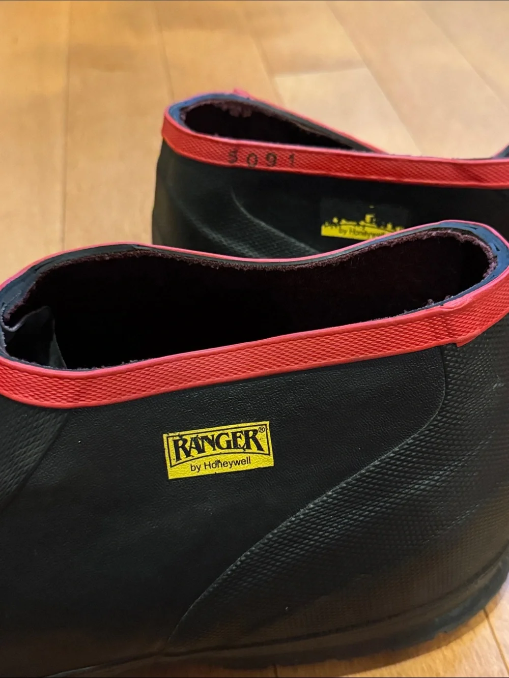 Ranger by Honeywell Black Waterproof Slip-On Shoes with Red Trim in 12